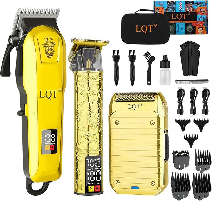 LQT Professional Cordless Hair Clippers Kit - Rechargeable Trimmer for Men with Precision Blades & Accessories | Barber-Grade Home Haircut Set