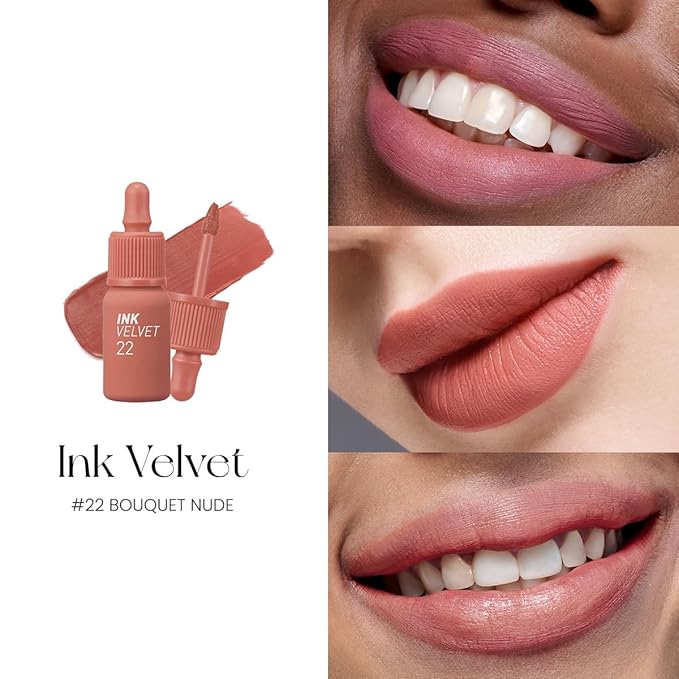 Peripera Ink The Velvet Lip Tint | Highly Pigmented, Longwear & Weightless Lip Tint | Smudge-Proof, Buildable Color for Lips & Cheeks | K-Beauty Makeup, Safe for Sensitive Lips (022 BOUQUET NUDE)