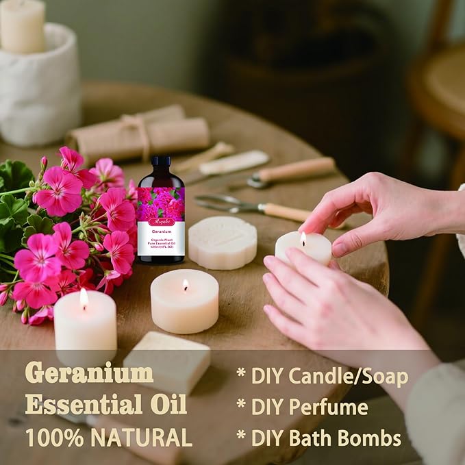 MLYNKL Geranium Essential Oil,Geranium Oil for Massage Home,4 fl oz