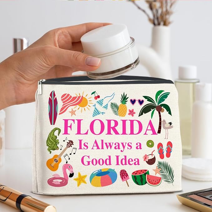 UPNEGE Florida Travel Cosmetic Bag, Multicolor, Waterproof Polyester, Zipper Closure, Adult Women's Travel Cosmetic Case