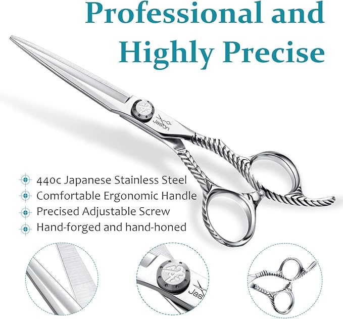 JASON Hair Cutting Scissors Shears - 6" Professional Barber Shear Haircut