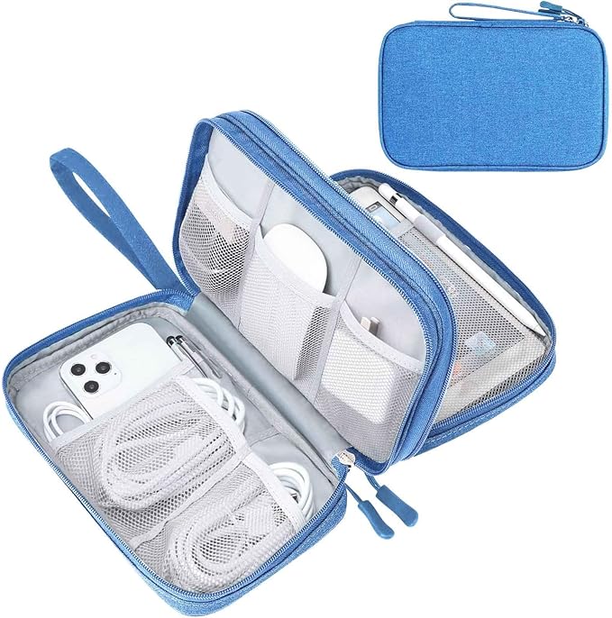 FYY Electronic Organizer, Travel Tech Pouch Bag, Large, Cyan