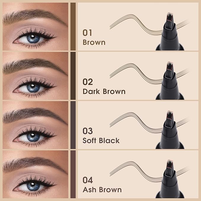 UCANBEMAKEUP Microblading Brow-Fection Brow Eyebrow Pencil – Angled Brush Tip, Wild Natural Hair-Like Strokes, Patented Design, Long-Lasting & Smudge-Proof, for Beginners & Pros(01 Brown）