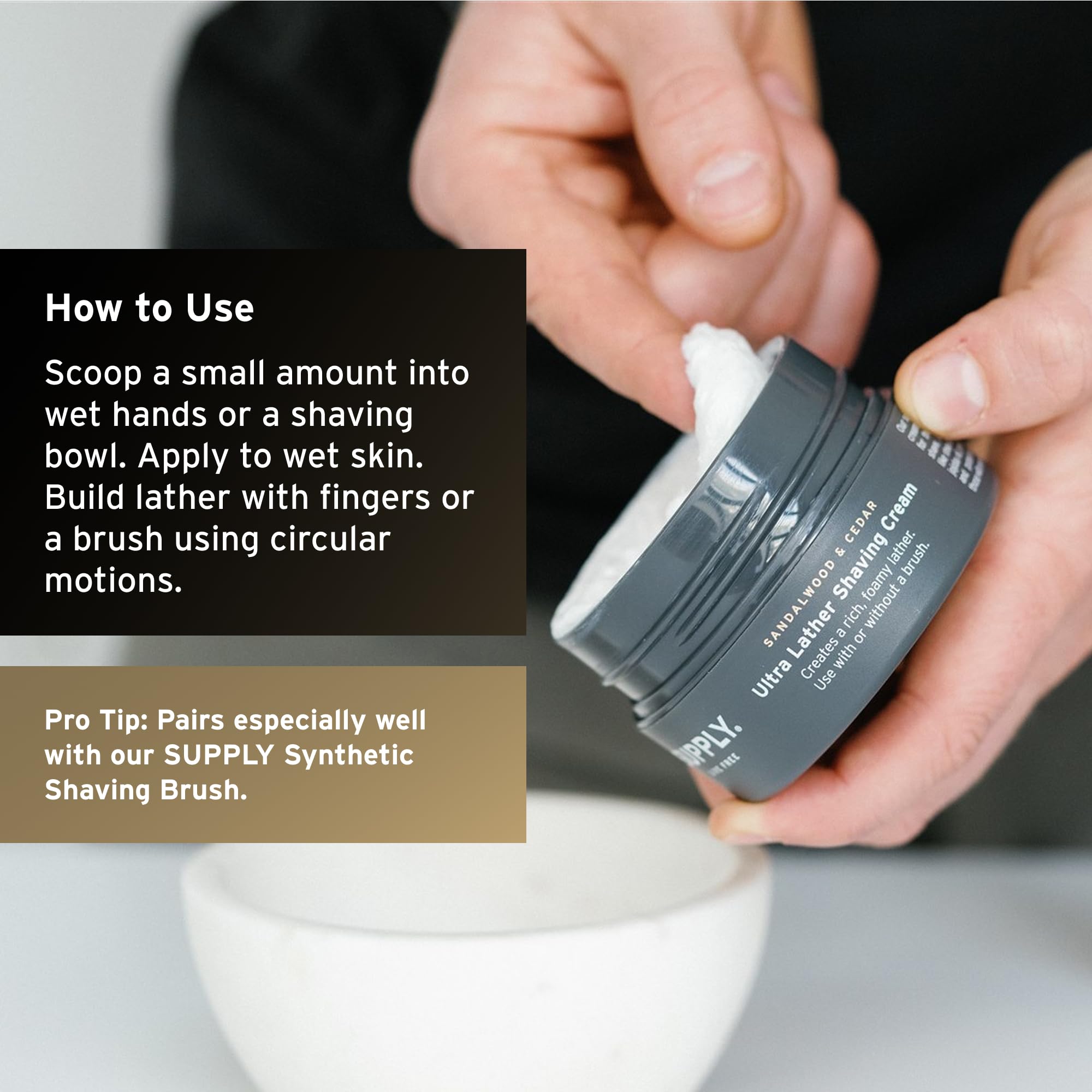 SUPPLY Ultra Lather Shaving Cream for Men – Rich Cushion for Smoother Shave – Helps Reduce Shave Irritation – White Birch & Sage – 3.4 oz