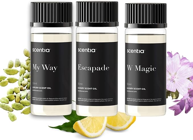 Scentia Diffuser Oil Set for Home Fragrance – Luxury Hotel Fragrance Collection Discovery Set (3 × 50 ml) – Resort, Spa & Floral Scent Oils for Cold Air, HVAC & Ultrasonic Diffusers – Premium Gift Box