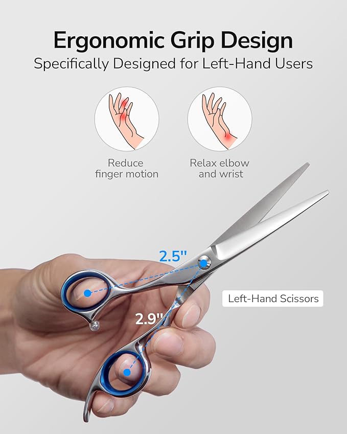 ULG Professional Hair Cutting Scissors 6.5" Blue Left-Handed