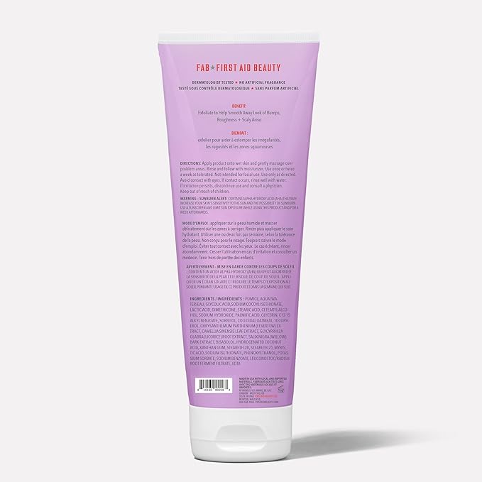 First Aid Beauty KP Bump Eraser Body Scrub Exfoliant for Keratosis Pilaris with 10% AHA 4 oz.