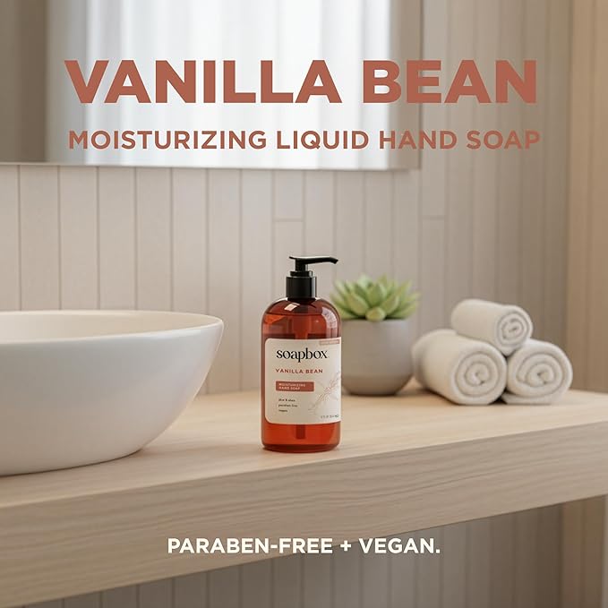 Soapbox Vanilla Bean Liquid Hand Soap - Moisturizing Hand Wash - 3 Pack