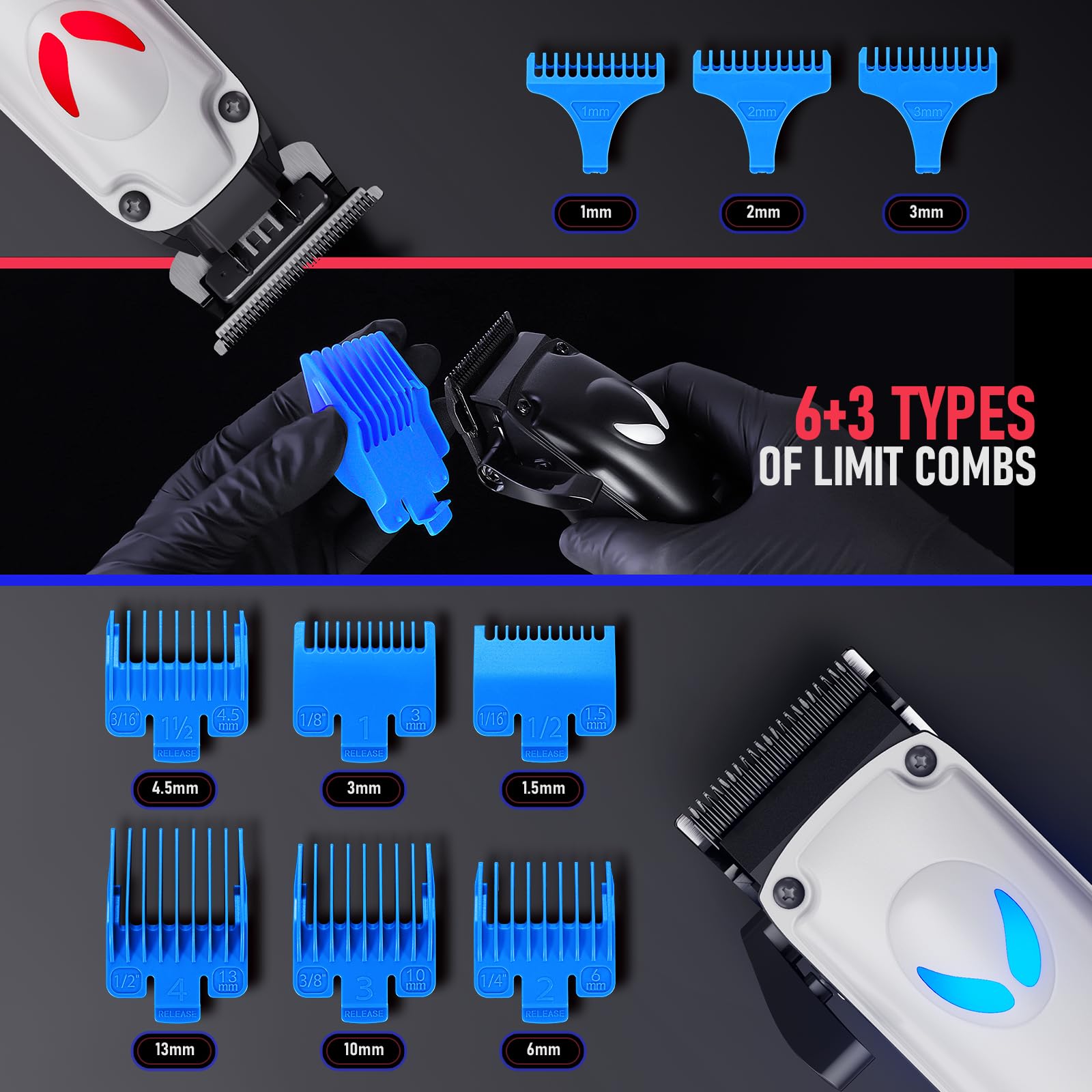 SUPRENT Hair Clippers for Men Professional – 7500 RPM Cordless Hair Cutting Kit, Electric Clippers and Trimmer Combo Set, Rechargeable Haircut Kit for Barber & Home Use (White)
