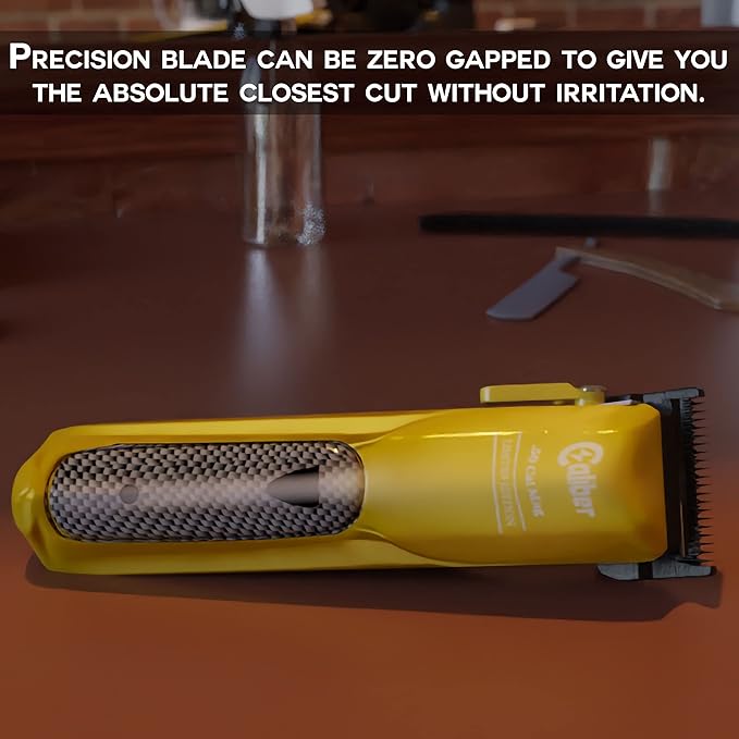 Caliber.50 Cal Limited Edition Clipper - Long Lasting 8+ Hours of Power - Ultra Low Noise Technology - Rechargeable Powerful Battery - Easy Zero Gap Cut - Hair Grooming Tool for Men (Gold)