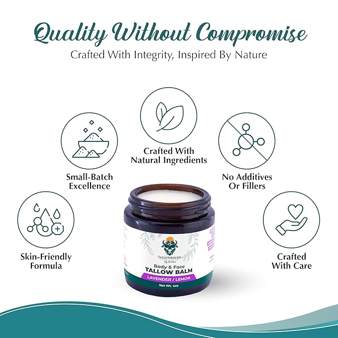 Grass-Fed Beef Tallow Balm for Face & Body - Lavender & Lemon - 4oz