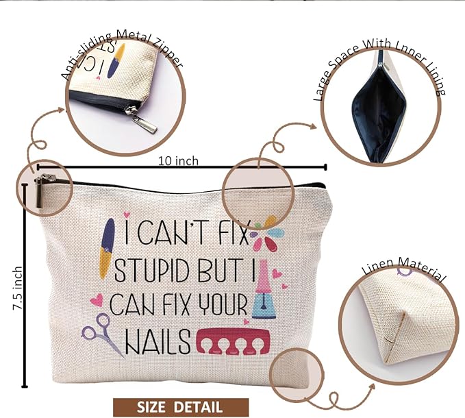 QGFM Nail Tech Gifts: Makeup Bag, Supplies, Cosmetic Toiletry Bag for Nail Technicians & Lovers