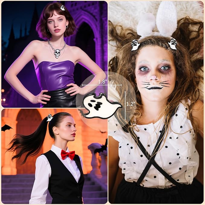 Cute Halloween Hair Clips for Women Mini White Ghost Acetate Clip Claws