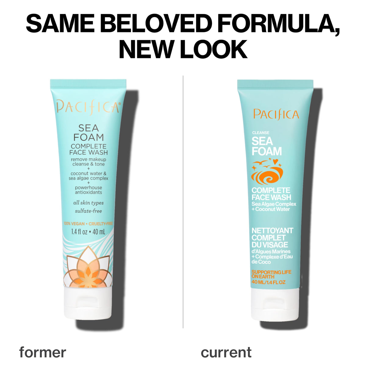 Pacifica Face Wash - Sea Foam Mini Travel Size, Skincare, Daily Gentle Foaming Cleanser, Makeup Remover, Face Cleanser, Skin Care, For Combination and Oily Skin, Vegan, 1.4 fl oz (1 Count)
