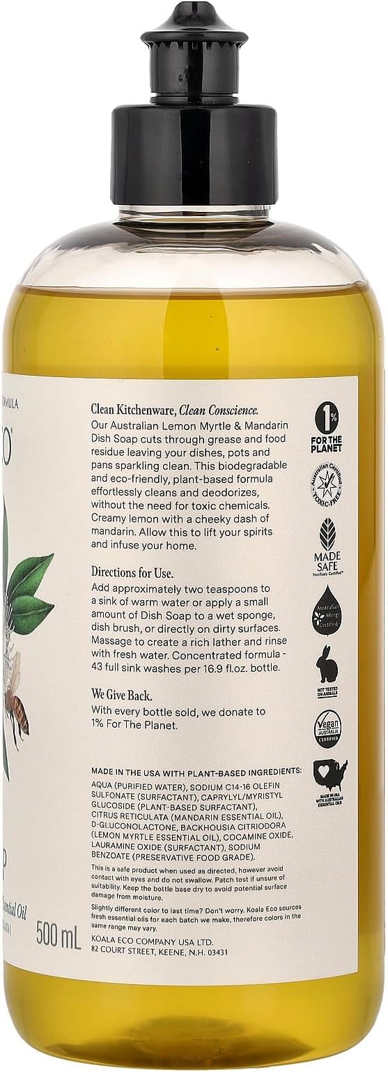Koala Eco Dish Soap, Australian Lemon Myrtle & Mandarin Essential Oil, 16oz