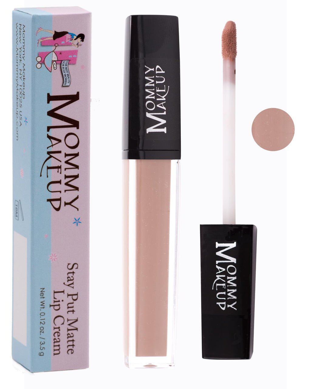 Mommy Makeup Stay Put Matte Lip Cream, Kiss-proof Lipstick (Roxie)