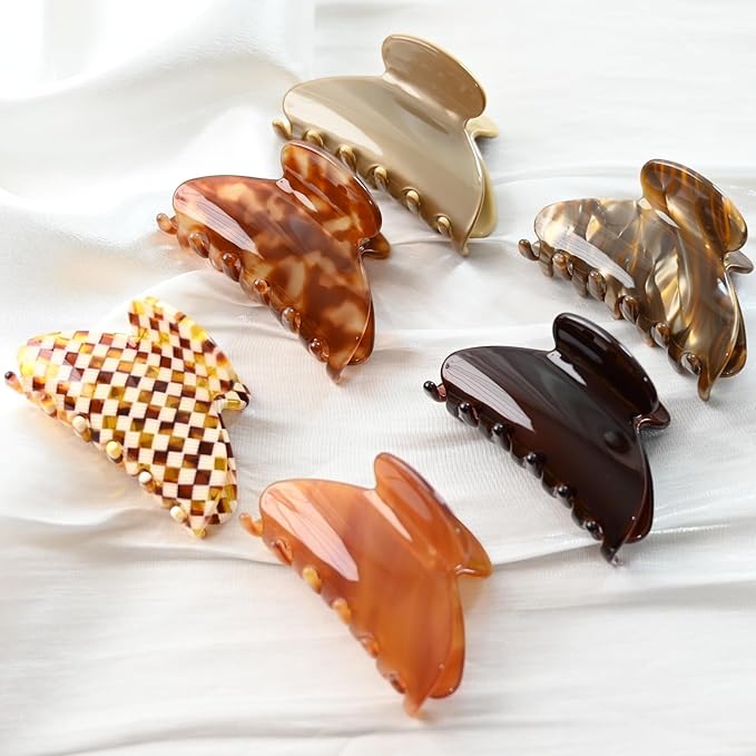 Prettyou Handmade Celluloid Acetate French Design Barrettes Tortoise Shell Claws Hair Claw Luxury Fashion Accessories Hair Clip for Women (check)
