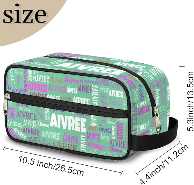 KFNHN Custom Portable Travel Cosmetic Bag with Name Light Green Solid Color