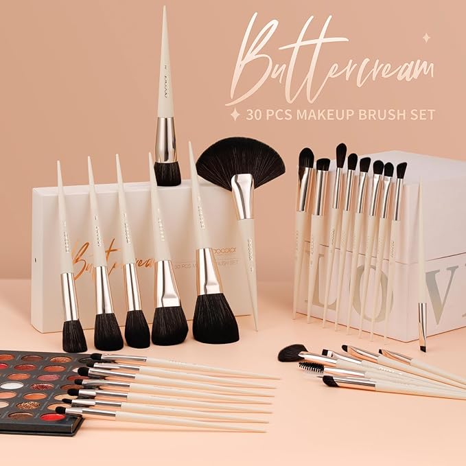 DUcare 30Pcs Professional Makeup Brushes Set, Large Foundation Powder Contour Concealer eyeshadow Blush EyeLiner Make up Brushes,Premium Synthetic hair,Vegan Cruelty-free