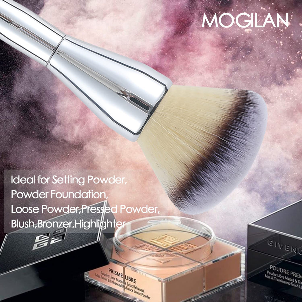 MOGILAN Powder Brush Large Foundation Brush for Pressd Powder Premium Fluffy Synthetic Kabuki Makeup Brush Perfect For Blending Buffing with Loose Powder Liquid Foundation Full Coverage