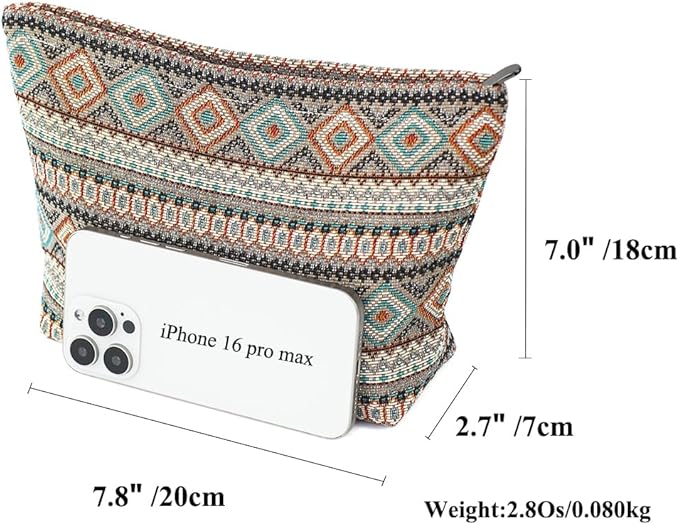 BBORGDC Stylish Jacquard Makeup Bag - Large Capacity Cosmetic Pouch & Travel Toiletry Organizer with Zipper, Perfect for Daily Use & Gifts