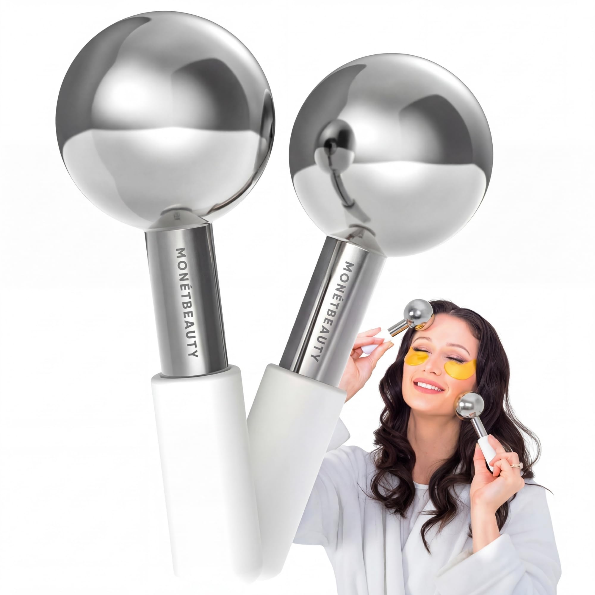 MonétBeauty Tighten Skin, Depuff & Sinus Relief? Try Stainless Steel Ice Globes for Facials, Durable Cryo Globes Tighten Pores, Face Globes for Facial Massages & Daily Beauty Routines