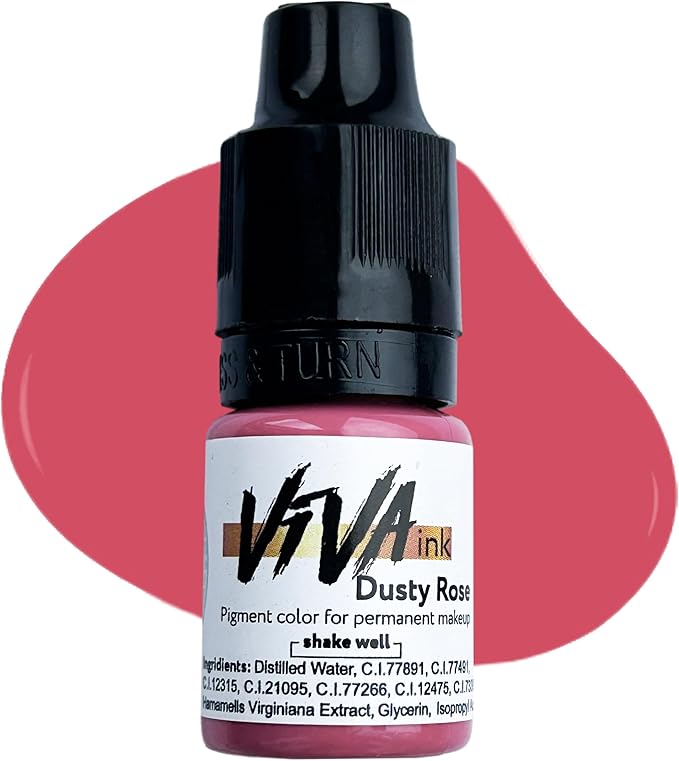VIVA INK Lip Pigment – Dusty Rose – Permanent Lip Makeup – Microblading Ink for Durable and Colorful Lips – Long Lasting Color Lip Cosmetics (0.2 oz)