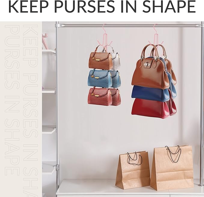 ZEDODIER 4 Pack Purse Hanger, Purse Organizer for Closet, Holds 24 Bags
