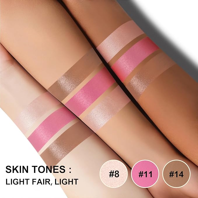 3Pcs Contour Stick Kit,Shades with Highlighter Blush Bronzer, #1 LIGHT FAIR