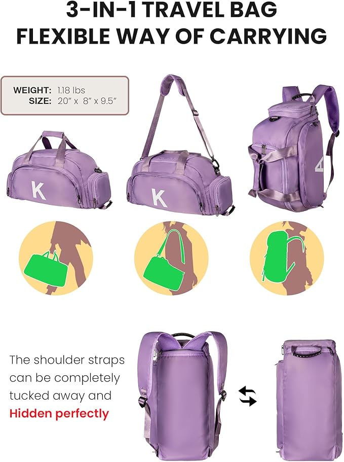 Vogewood Gifts for 12 Year Old Girl, Duffle Bag for Kids, Initial Gym Bag