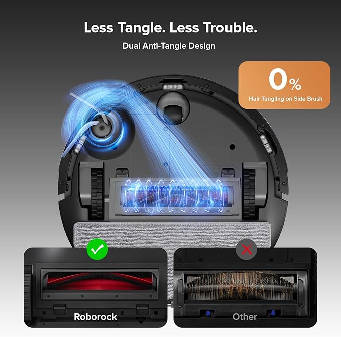 roborock Q10 S5+ Robot Vacuum and Mop, 10,000Pa Suction, Upgraded from Q8 max+, 70 Days Self-Emptying, Obstacle Avoidance, Sonic Mopping, Dual Anti-Tangle Design, Auto Mop Lifting, Black