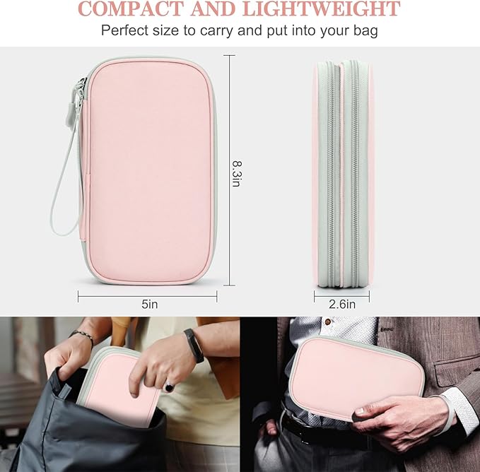 FYY Electronic Organizer, Travel Tech Pouch Bag, Medium, Light Pink