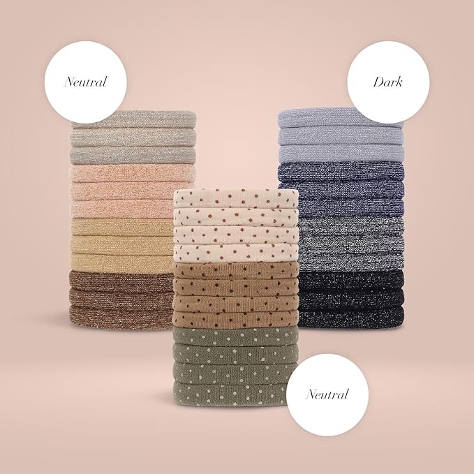 Kitsch Elastic Hair Ties No Damage | Stretchable Hair Bands - Neutral 12pcs
