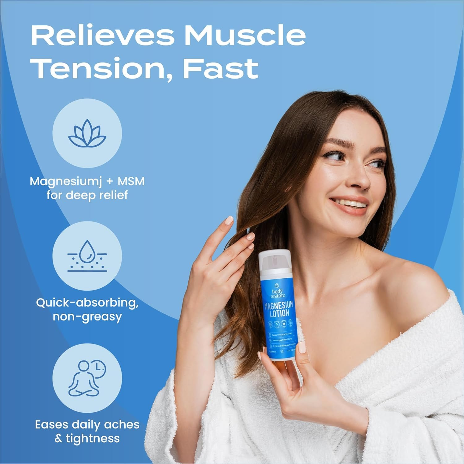 Body Restore Magnesium Lotion, Arnica MSM for Muscles - Peppermint 4 Fl Oz