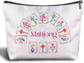 Zomhix Chinoiserie Chinese Mahjong Makeup Bag, Mah Jong Gifts for Women Cosmetic Bags, Gifts for Mahjong Players Lovers Makeup Zipper Pouch