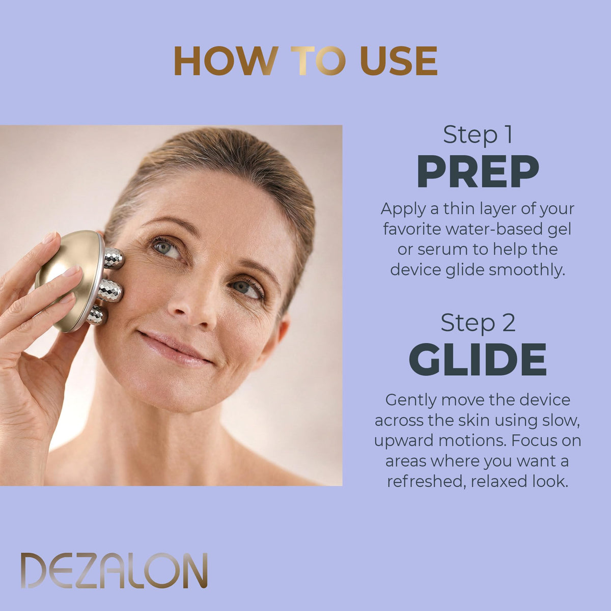 DEZALON Face Massager Tool, Eye and Neck Massager, Face Roller, Beauty Tools for Relaxing Facial Massage and Skin Care Routine, Gold