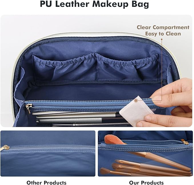 Prite Makeup Bag Travel Toiletry Bag Open Flat Cosmetic Organizer for Women