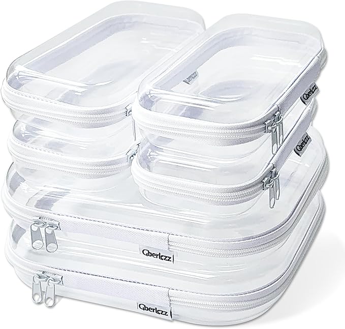 Gberlczz Clear Hard Zipper Case for Storage, Durable Clear Zipper Pouches, Hard Plastic Zippered Pouch for Snacks Toy Travel Organizer