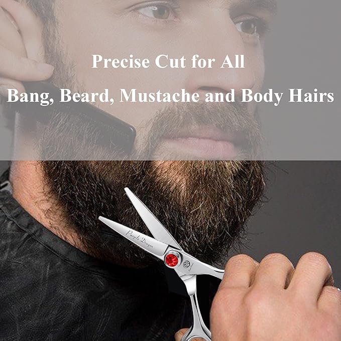 Purple Dragon 4.5 Barber Hair Cutting Scissors Small Moustache Shears