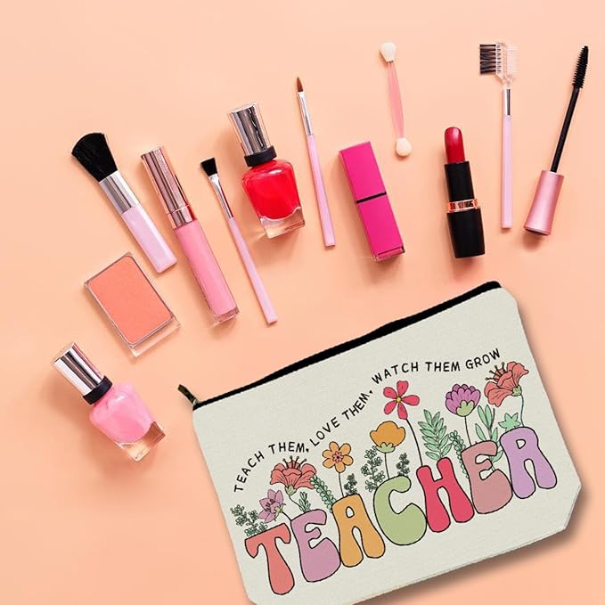 Teacher Appreciation Gifts Makeup Bag for Women & Girls, Teach Them Pouch