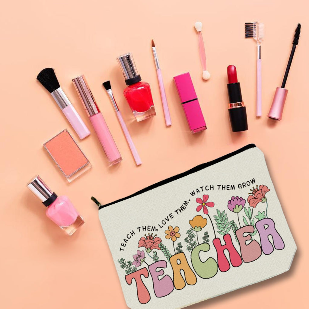 Teacher Appreciation Gifts Makeup Bag for Women & Girls, Teach Them Pouch