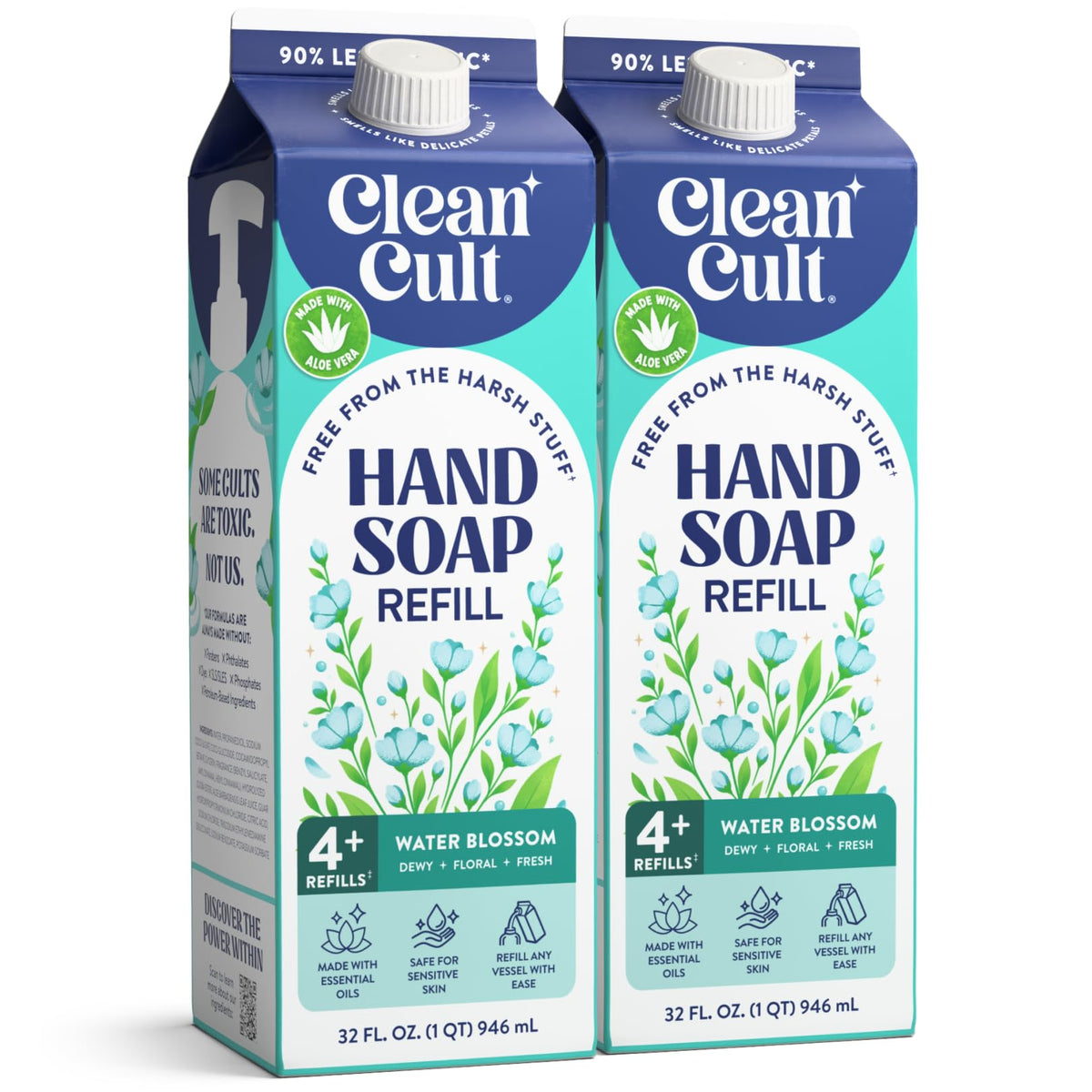 Cleancult Liquid Hand Soap Refill - Pink Grapefruit- Moisturizes Dry & Sensitive Skin - Made with Aloe Vera & Essential Oils - Eco Friendly - Paper-Based Packaging - 32 oz/2 Pack