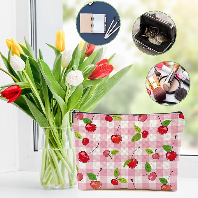 DHKG Cherry Makeup Bag Cherry Gifts for Women Girls Friend Daughter