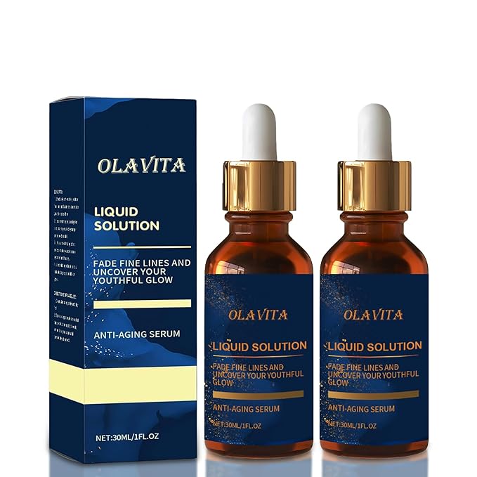 OLAVITA Facial Serum, Liquid Anti-Aging Solution with Vitamin C, E, Retinol & Aloe, Boosts Collagen, Shrinks Pores, Diminishes Wrinkles & Fine Lines (2Pcs)