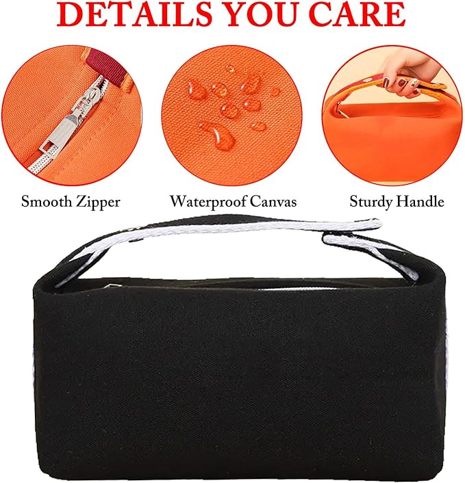 Fammart Travel Makeup Bag, Waterproof Canvas Cosmetic Bag Make Up Organizer Case for Women, Large Toiletry Bag Skincare Pouch for Toiletries Accessories Brushes