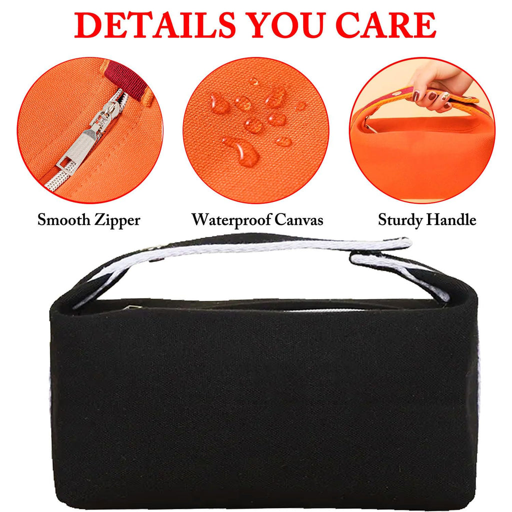 Fammart Travel Makeup Bag, Waterproof Canvas Cosmetic Bag Make Up Organizer Case for Women, Large Toiletry Bag Skincare Pouch for Toiletries Accessories Brushes