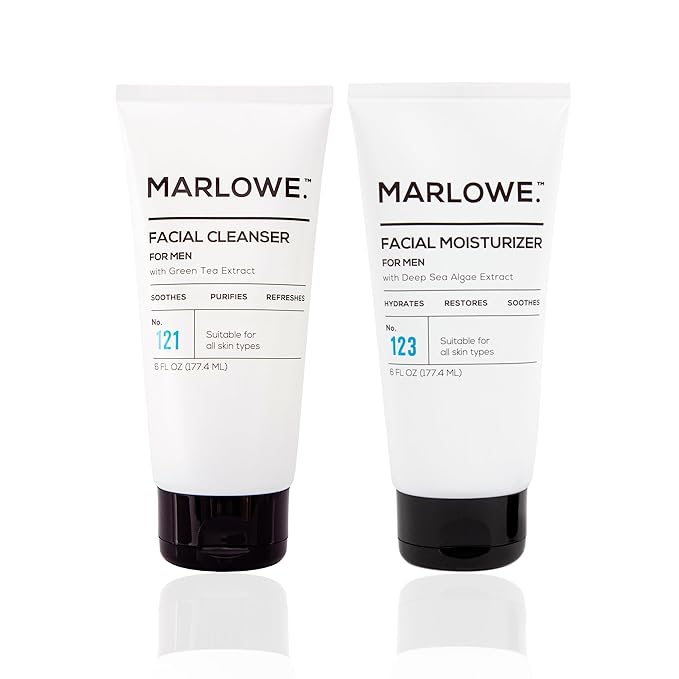 MARLOWE. Men's Skin Care Set, Facial Cleanser & Face Moisturizer Duo