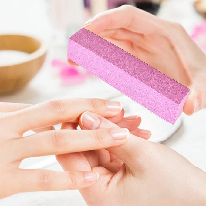 20pcs Nail Buffer Blocks 4Sides,120Grit Pedicure Manicure Buffer Kits Pink