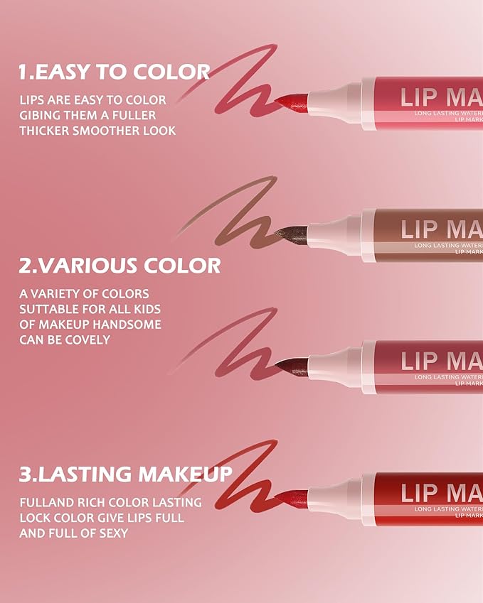 Lip Stain Liner Pen, Ruby Red Lip Tint Stain Liquid Lipstick Waterproof-04
