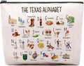 CEASQVAA Cute Texas State Souvenirs Gift Makeup Bag Texas Themed Gifts for Women Alphabet Travel Cosmetic Bag Pouch